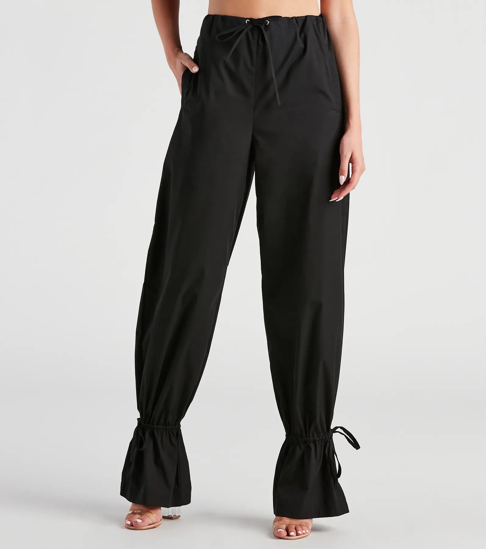 Soft Relaxation Wear Sporty Sass Ankle Tie Twill Pants