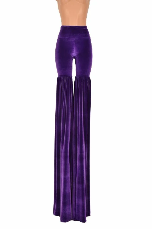 Casual Fit Leggings Style Stilt Pants in Purple Velvet