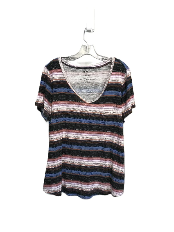 Personal Charm Striped Pattern Top Short Sleeve By Torrid, Size: 2x