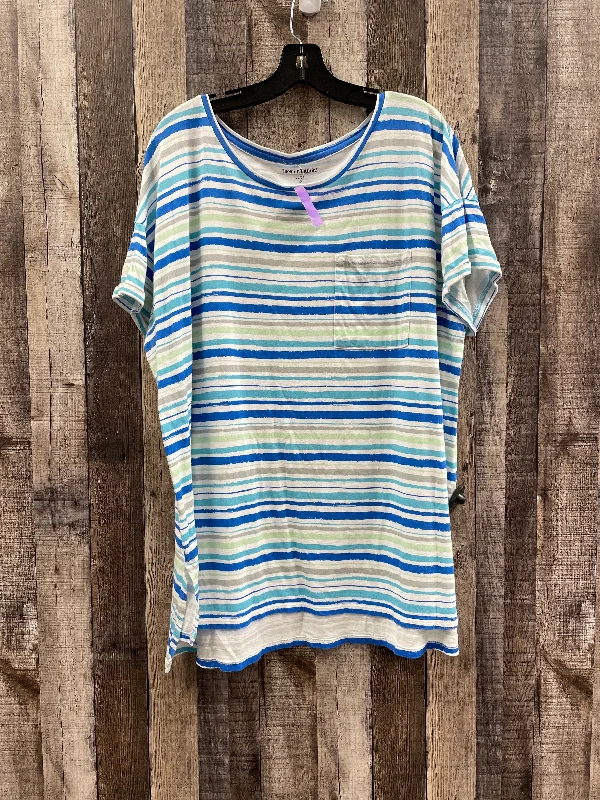 Sweet Girl Striped Pattern Top Short Sleeve Woman Within, Size 1x