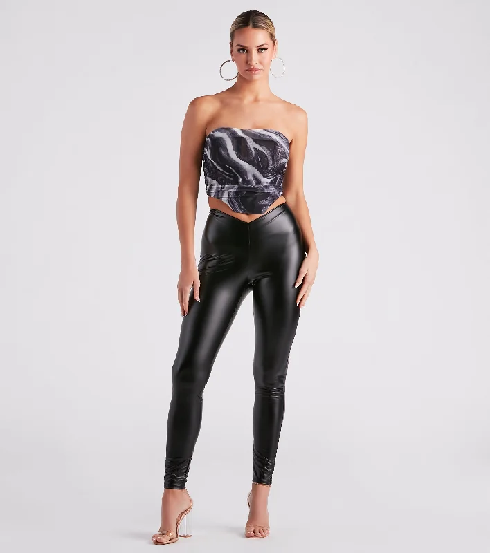 Stylish Casuals Stun The Streets Faux Leather Low-Rise Leggings