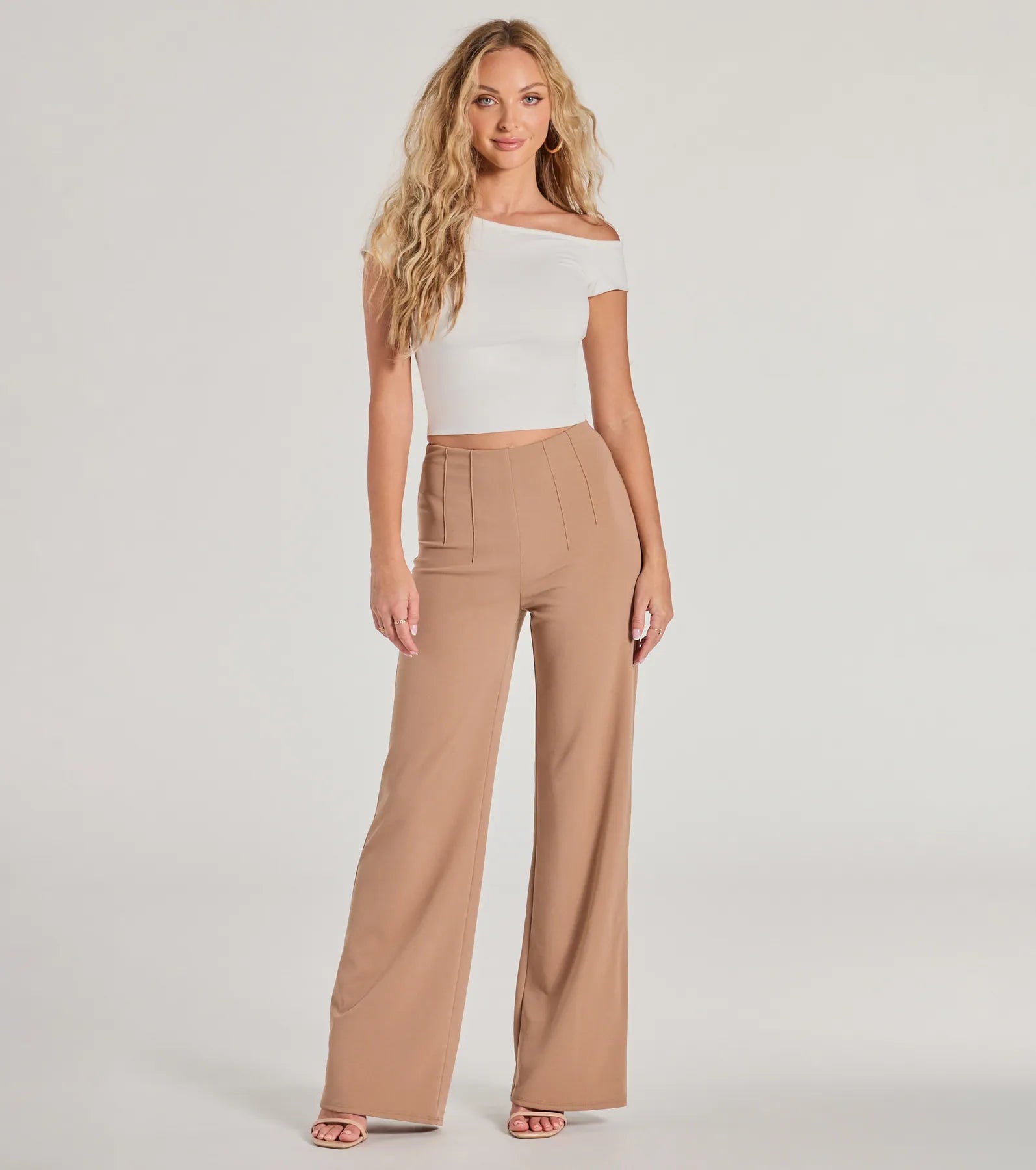Economic Outlook Stylish Impression High Rise Straight Leg Trouser Pants