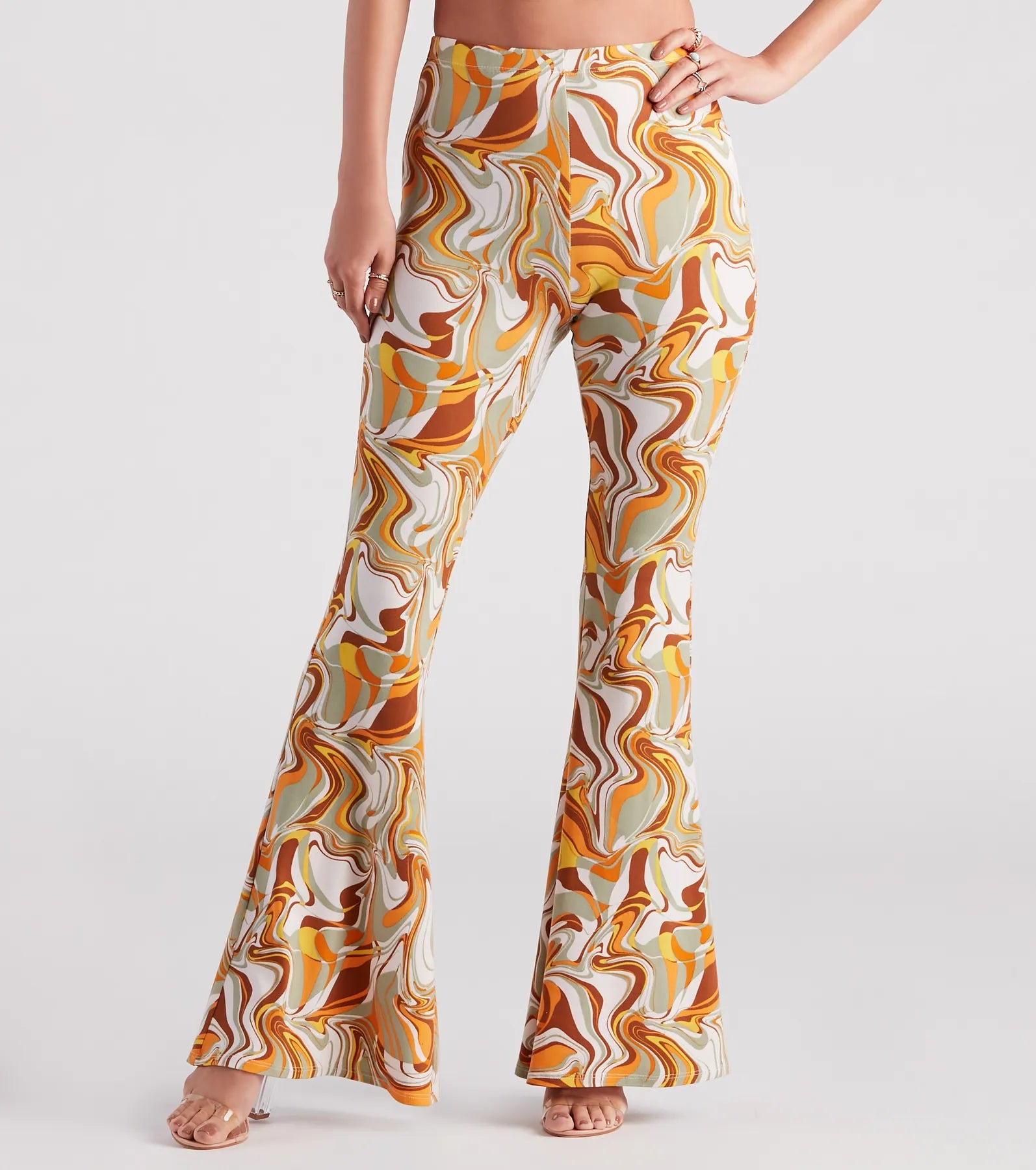 Cozy Sweaters Swirl Of Attraction Printed Flare Pants