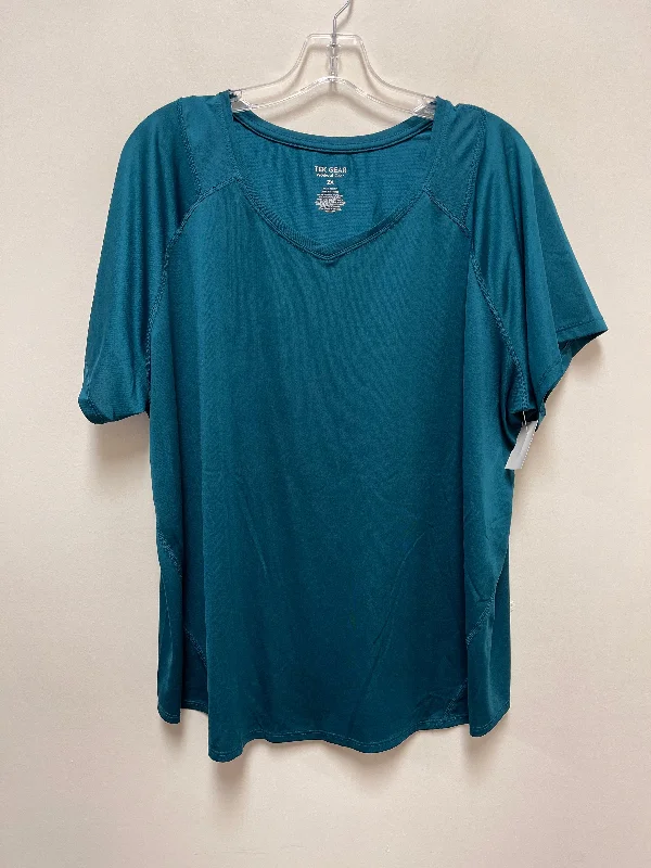 Fashionable And Versatile Teal Athletic Top Short Sleeve Tek Gear, Size 2x