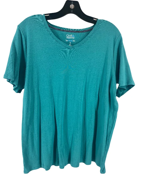Fresh Wear Teal Top Short Sleeve Basic Croft And Barrow, Size 1x