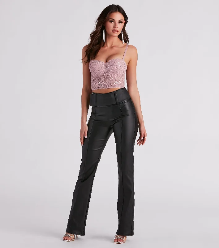 Loose Fit Too Cool Coated Faux Leather Straight Leg Pants