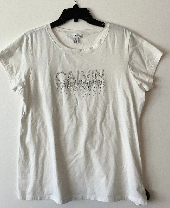 Basic Comfort Top Short Sleeve Basic By Calvin Klein In White, Size: L