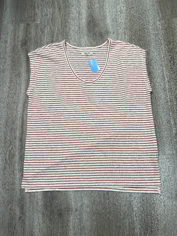 Exquisite Design Top Short Sleeve Basic By Madewell In Striped Pattern, Size: S