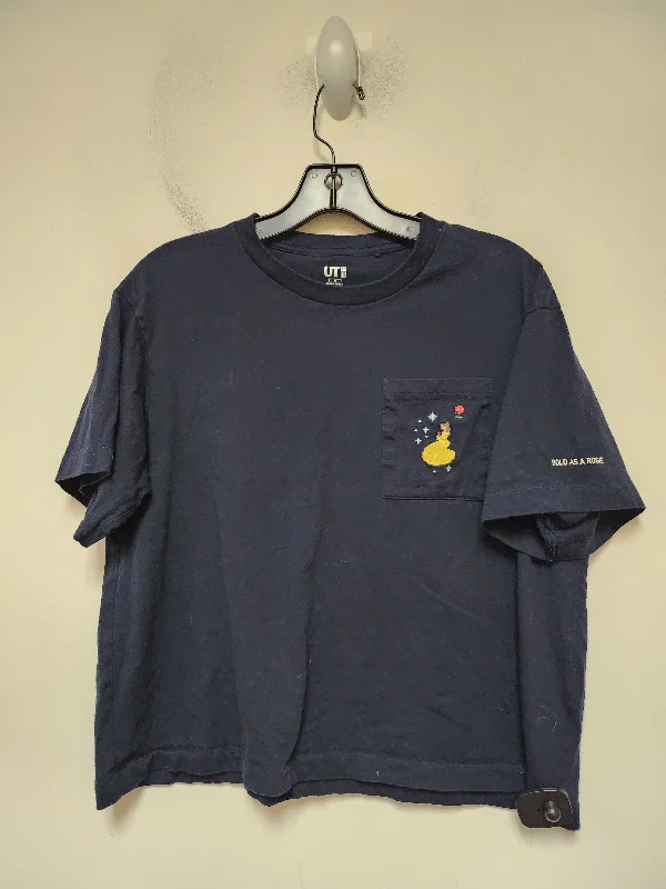 Free And Casual Top Short Sleeve Basic By Uniqlo In Navy, Size: M