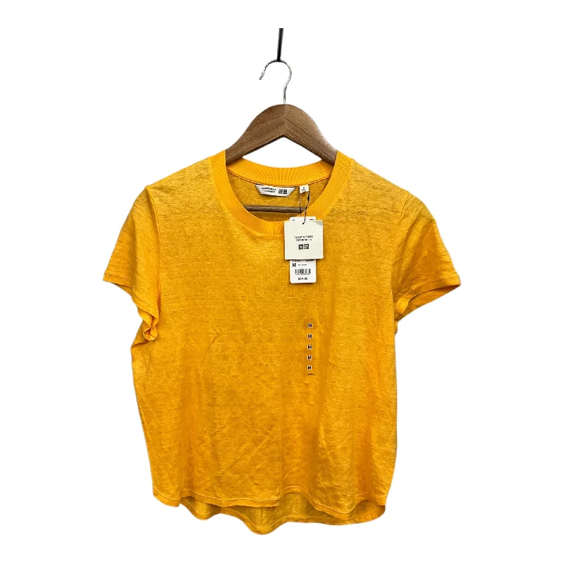 Comfortable Fashion Top Short Sleeve Basic By Uniqlo In Yellow, Size: M