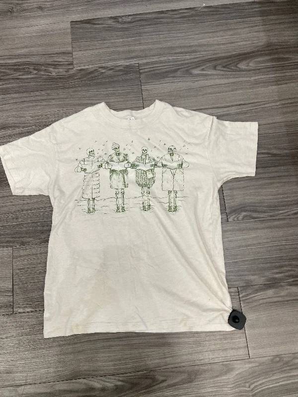 Warm Chic Top Short Sleeve By American Eagle In Cream & Green, Size: Xs