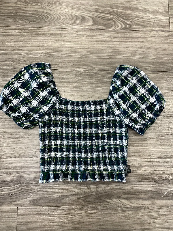Ultra-lightweight Top Short Sleeve By American Eagle In Plaid Pattern, Size: M