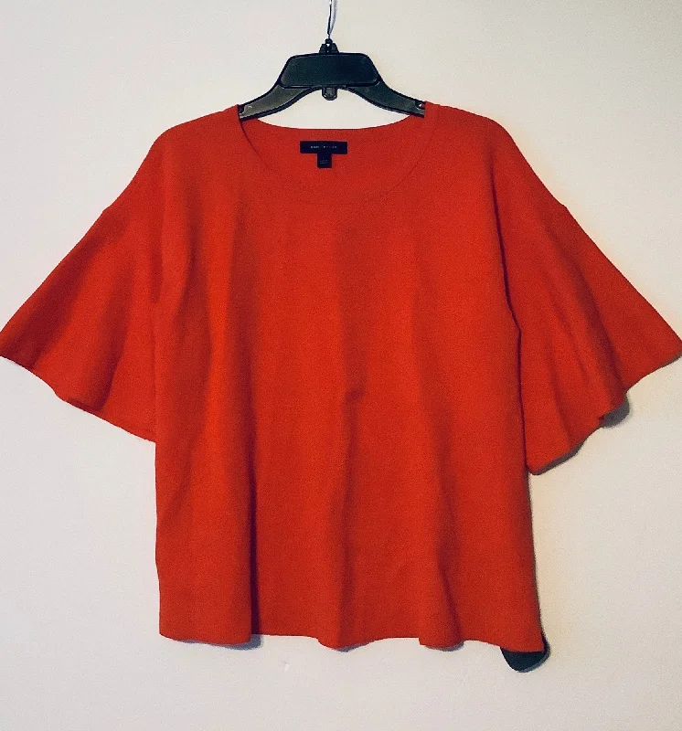High-end Wear Top Short Sleeve By Ann Taylor In Orange, Size: L