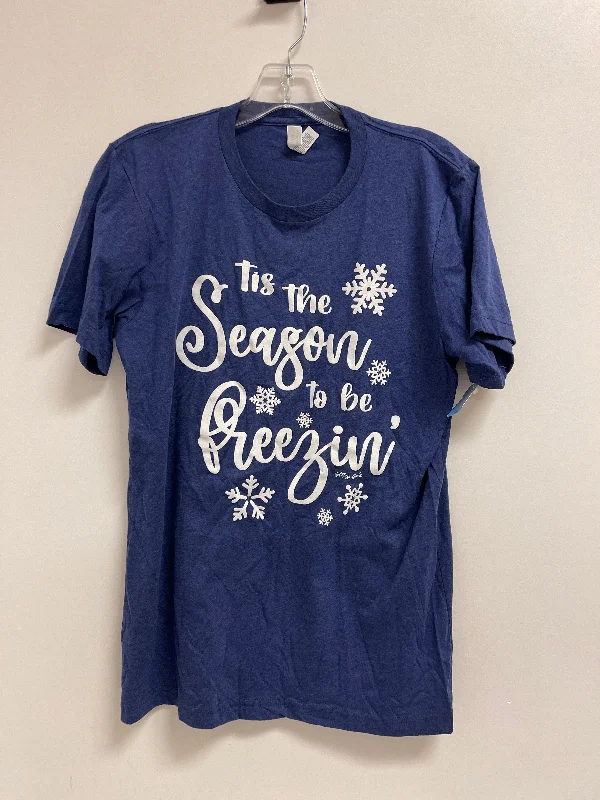 Unique Design Top Short Sleeve By Bella + Canvas In Navy, Size: M