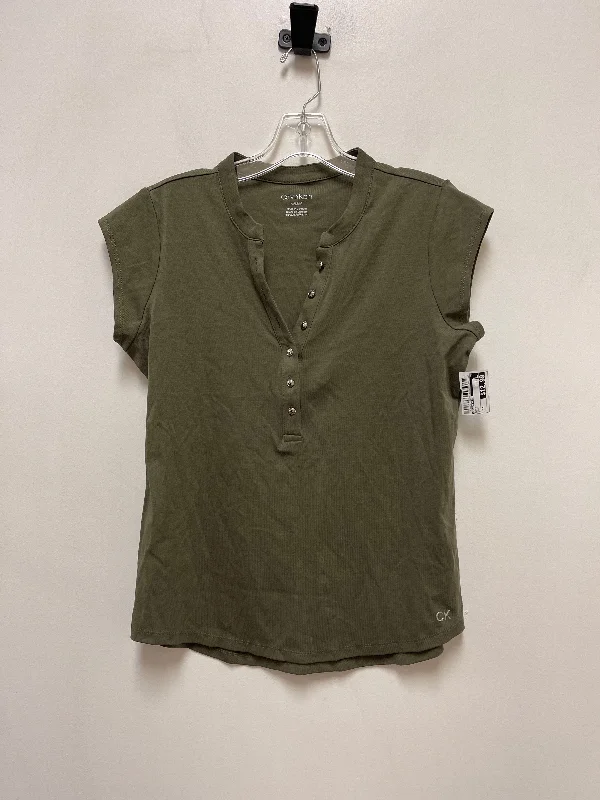 Warm Wear Top Short Sleeve By Calvin Klein In Green, Size: M