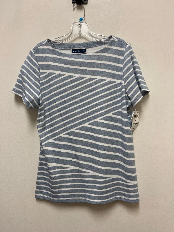 Bright Colors Top Short Sleeve By Karen Scott In Blue & White, Size: L