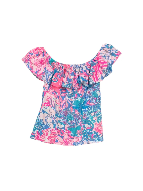 Effortless Looks Top Short Sleeve By Lilly Pulitzer In Floral Print, Size: M