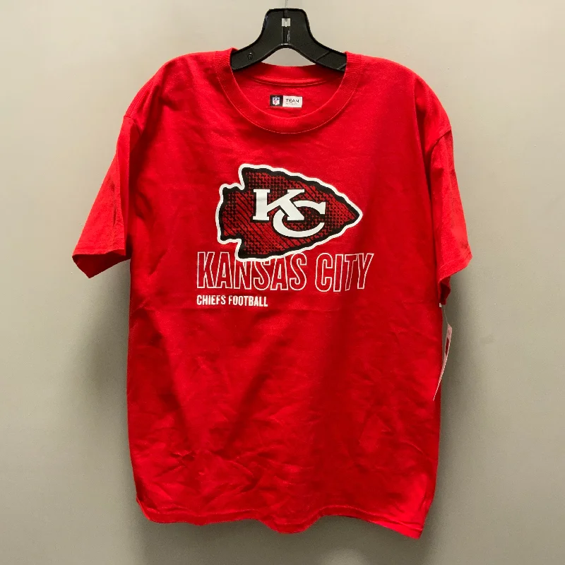 Elegant Style Top Short Sleeve By Nfl In Red, Size: L