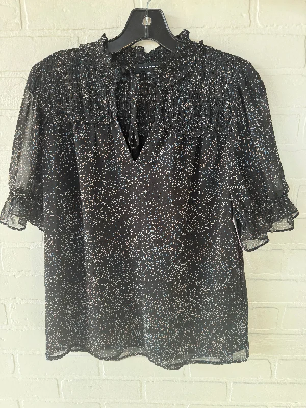 High-end Wear Top Short Sleeve By Pleione In Black, Size: S