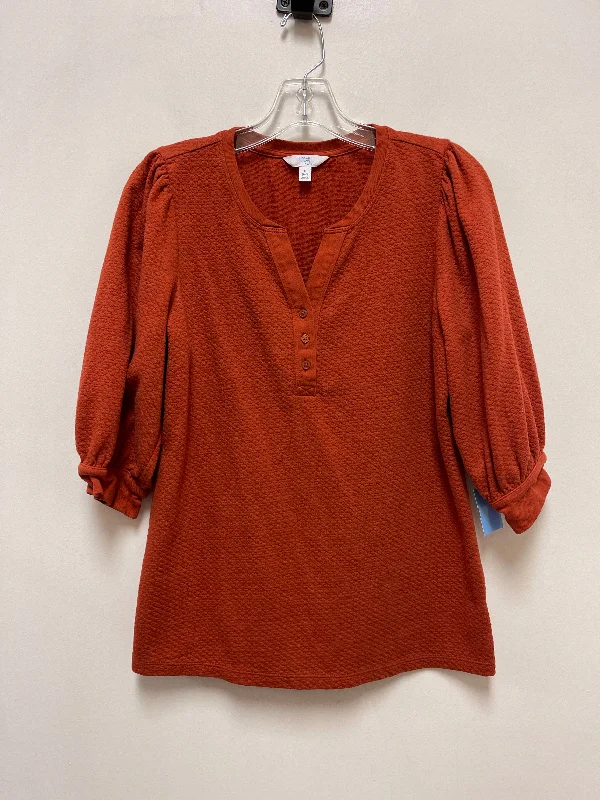 Light Comfort Top Short Sleeve By Time And Tru In Orange, Size: S