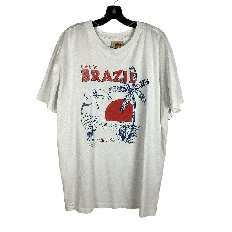 Elegant And Charming Top Short Sleeve Designer By Farm Rio In White, Size: Xl