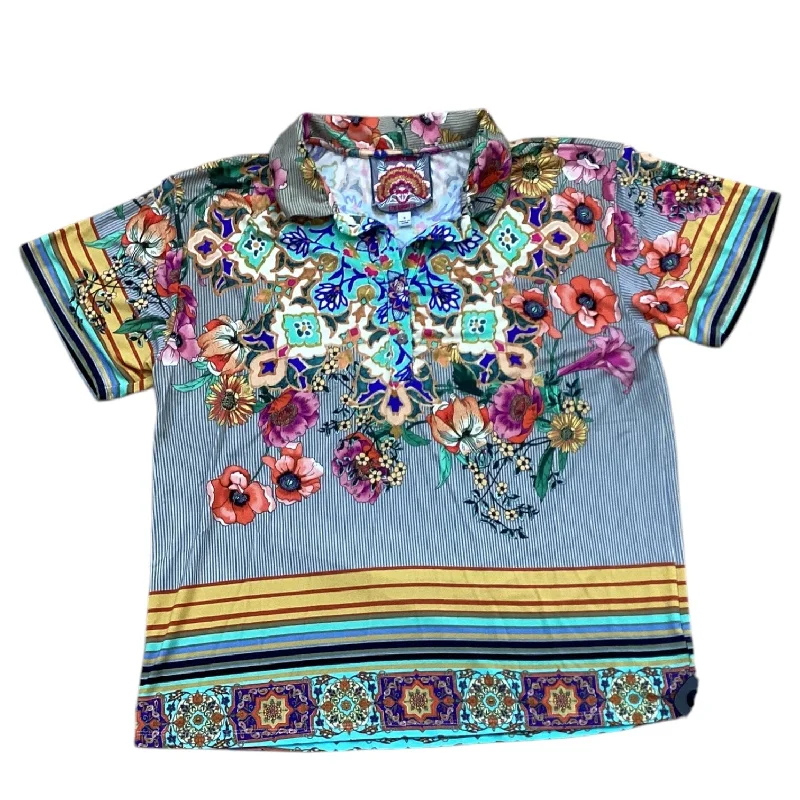 Unique Fashion Top Short Sleeve Designer By Johnny Was In Multi-colored, Size: S