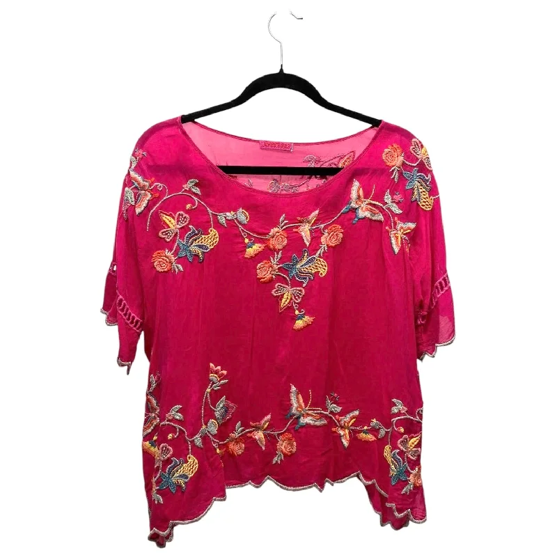 Simple Style Top Short Sleeve Designer By Johnny Was In Pink, Size: S