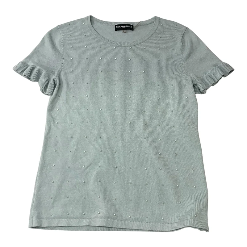 Comfy Layers Top Short Sleeve Designer By Karl Lagerfeld In Blue, Size: Xs