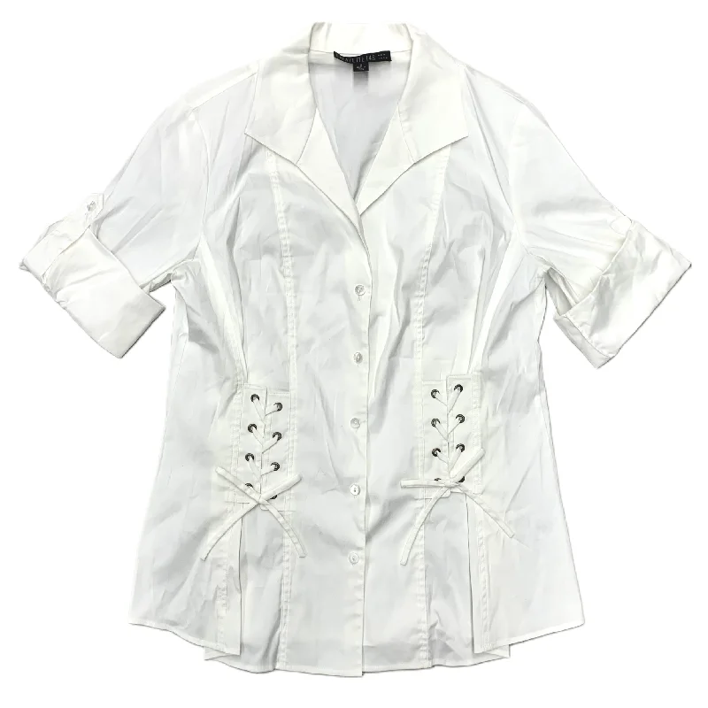 Light Fit Top Short Sleeve Designer By Lafayette 148 In White, Size: M