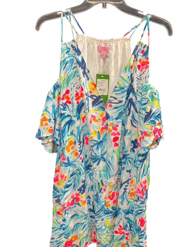 Effortless Dressing Top Short Sleeve Designer By Lilly Pulitzer In Blue & Pink, Size: M