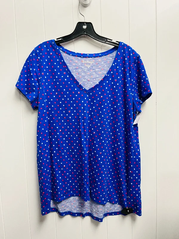 Economic Outlook Top Short Sleeve Designer By Lilly Pulitzer In Blue & Red, Size: L