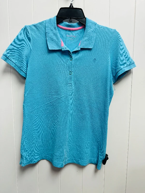 End Of The Year Top Short Sleeve Designer By Lilly Pulitzer In Blue, Size: M
