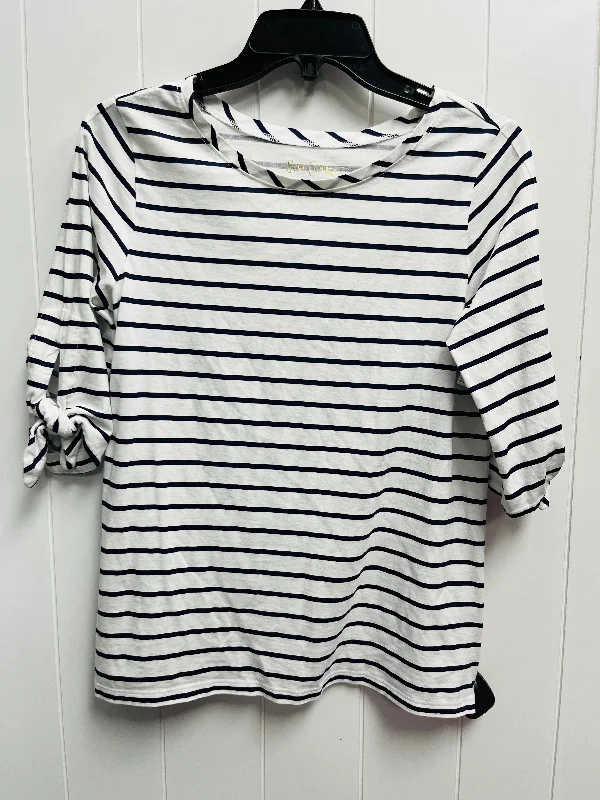 Easy Wear Chic Top Short Sleeve Designer By Lilly Pulitzer In Blue & White, Size: S