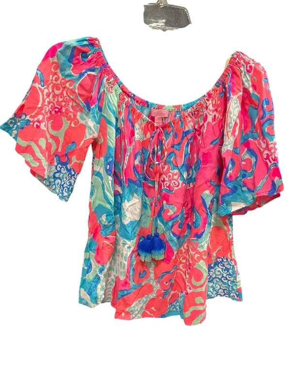 Cozy Layers Top Short Sleeve Designer By Lilly Pulitzer In Pink, Size: M