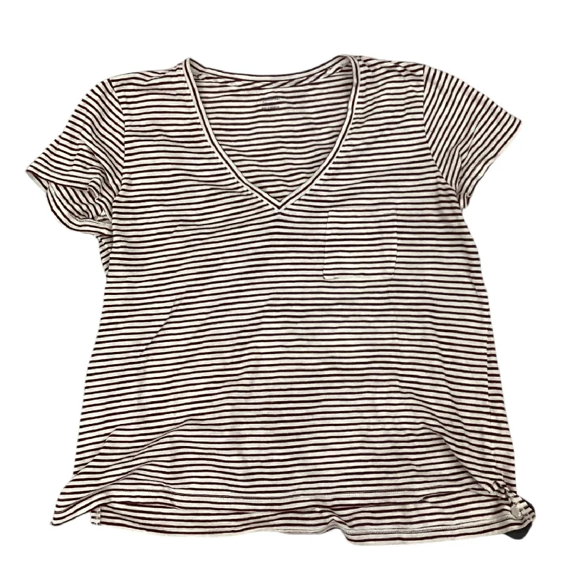 Elegant And Elegant Top Short Sleeve Designer By Madewell In Red & Tan, Size: L