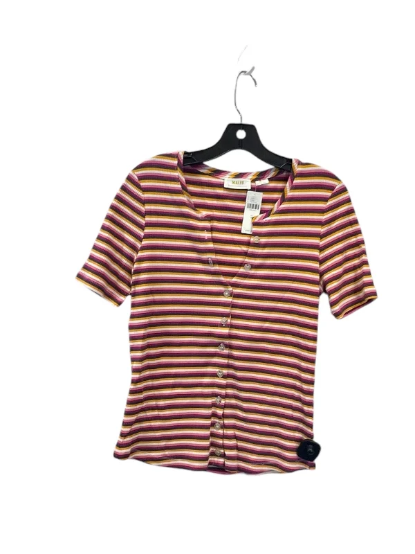 Comfortable Looks Top Short Sleeve Designer By Maeve In Striped Pattern, Size: M