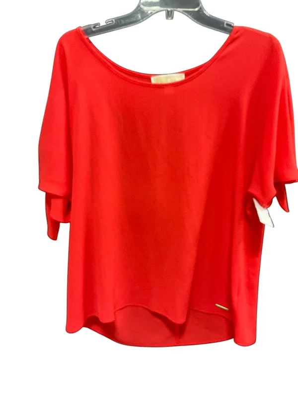 Warm Chic Top Short Sleeve Designer By Michael By Michael Kors In Orange, Size: L