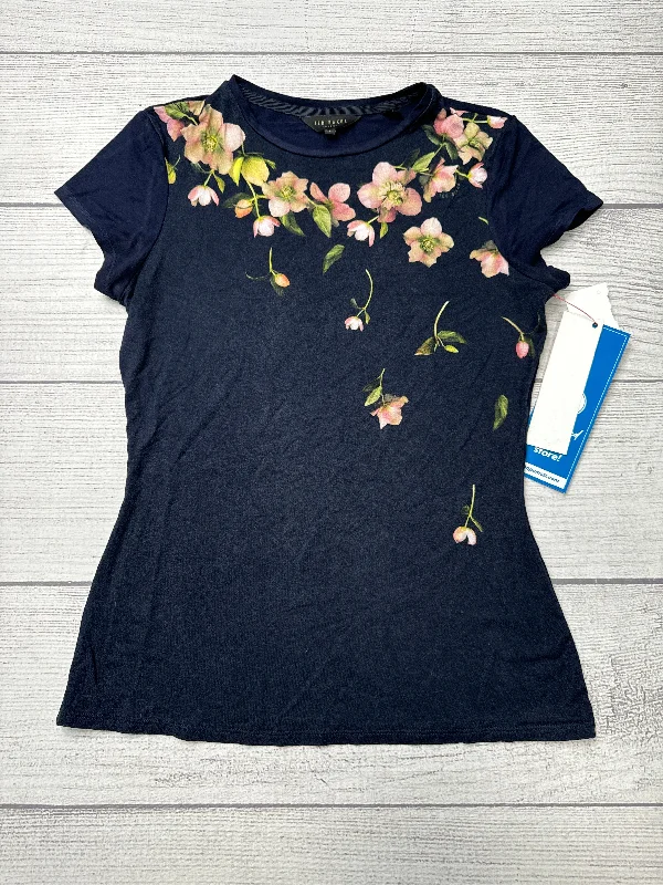 Comfortable Lounge Wear Top Short Sleeve Designer By Ted Baker In Navy, Size: S