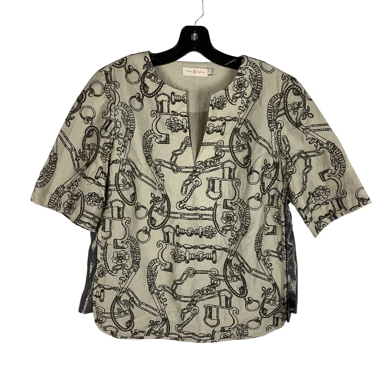 Sports And Leisure Top Short Sleeve Designer By Tory Burch In Tan, Size: 6