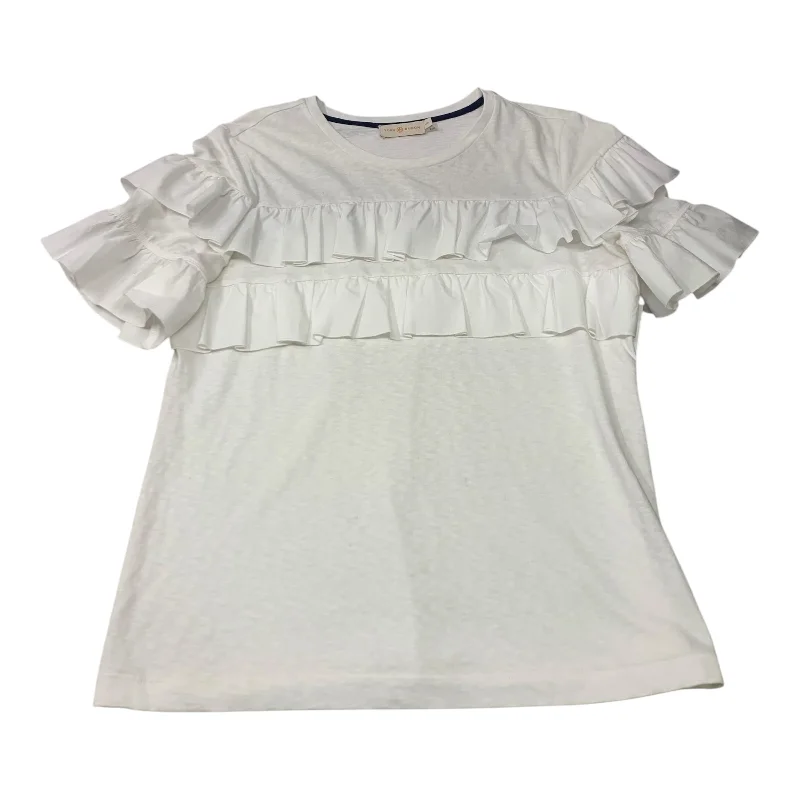 Carefree Top Short Sleeve Designer By Tory Burch In White, Size: L