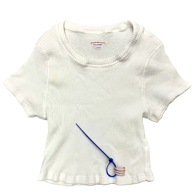 Cozy Look Top Short Sleeve Luxury Designer By Alexander Wang In White, Size: M