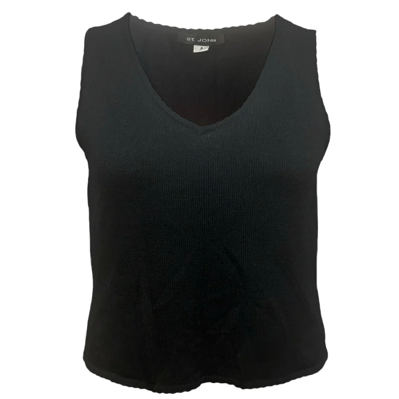 Comfortable Fitwear V-Neck Knit Shell Luxury Designer By St John Collection In Black, Size: S