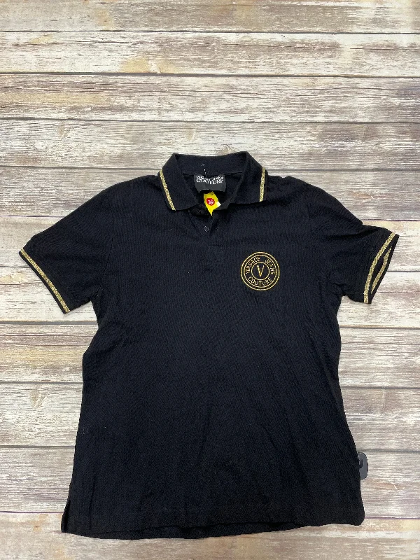 Casual Chic Top Short Sleeve Luxury Designer By Versace In Black, Size: L