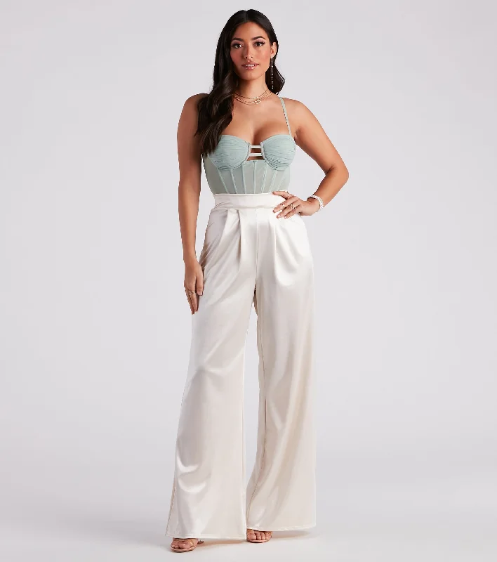 Thin Design Trending In Satin High Rise Pants