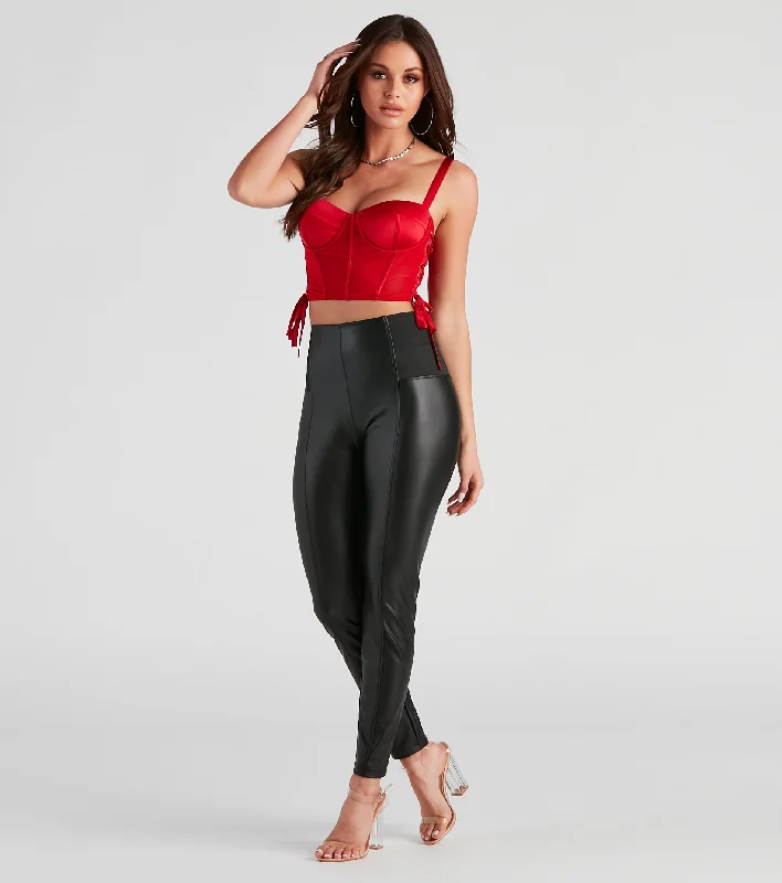 Sports Fashion Trendsetter Faux Leather Leggings