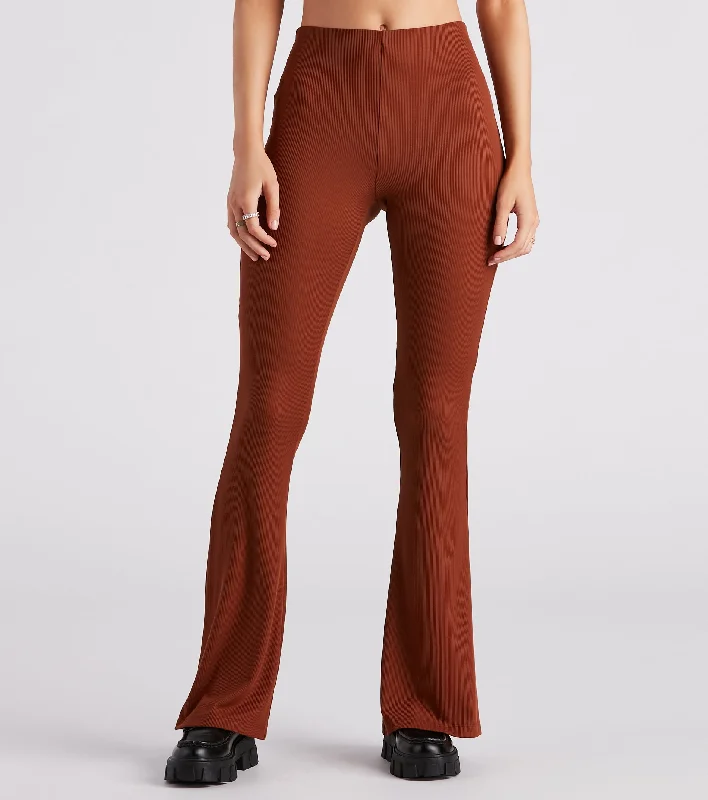 Easy Chic Trendy Babe Ribbed Knit Flare Pants