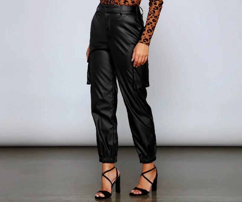 End Of The Year Trendy-Chic Faux Leather Joggers