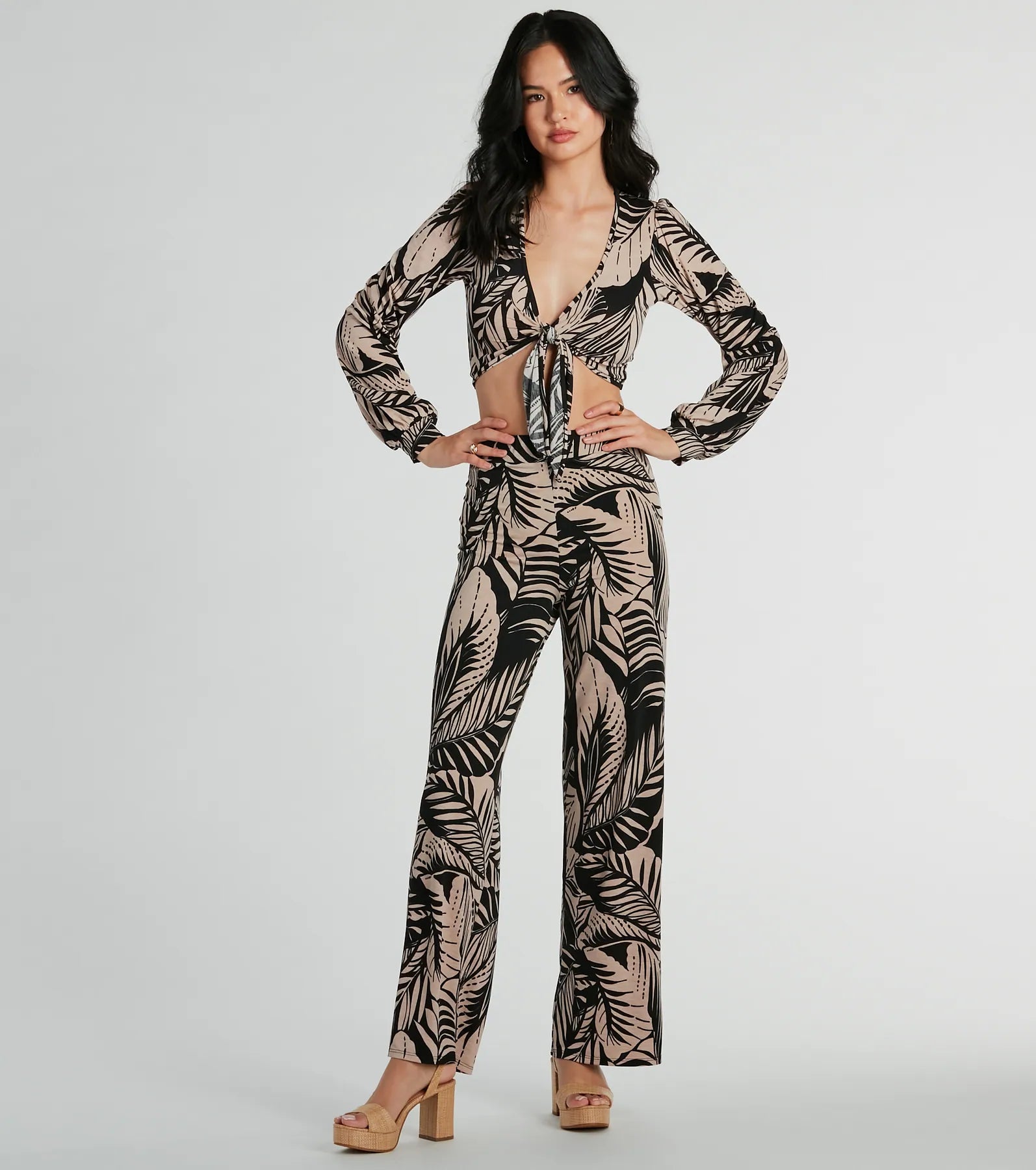Cozy Layers Tropical Day Dream High-Rise Wide Leg Pants