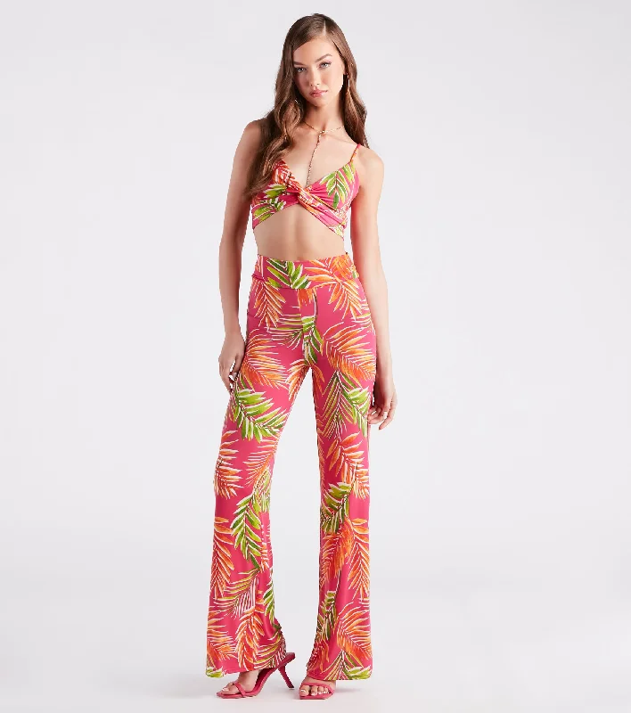 High Street Series Tropical Destination High Waist Palazzo Pants