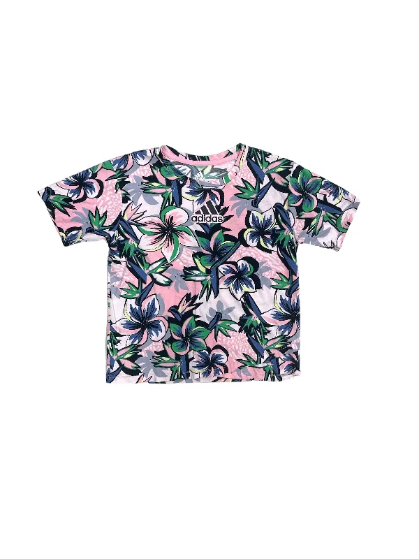 Trendy Comfort Tropical Print Athletic Top Short Sleeve Adidas, Size Xl